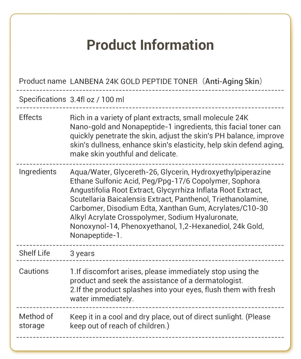 24K Gold Peptide Toner 24K多肽爽肤水100ml