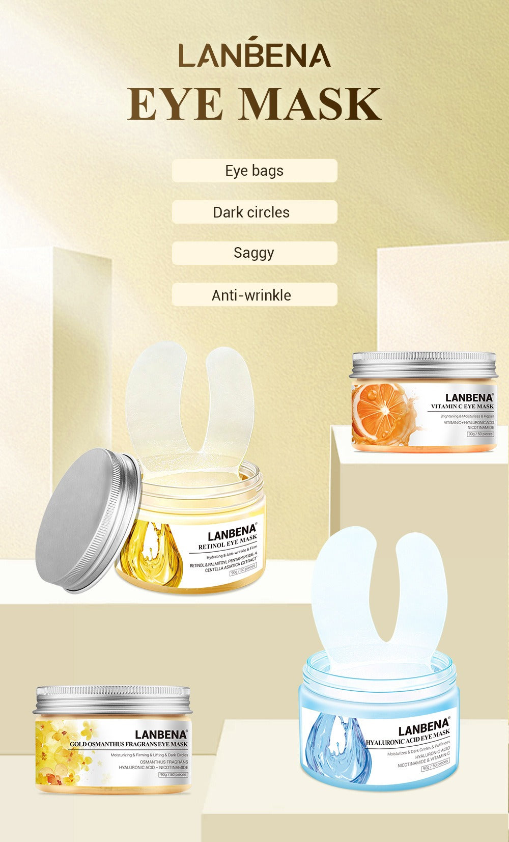 LANBENA Retinol Eye Mask 25 pairs 去紋視黃醇眼膜 25對