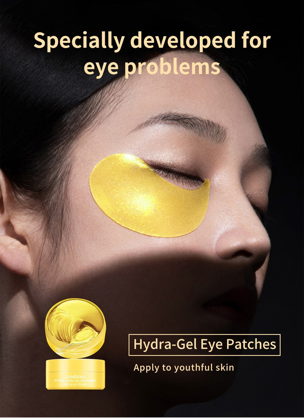 LANBENA Gold Black Pearl Hydra-gel Eye Patches 30 pairs 去眼袋珍珠啫喱眼膜 30對